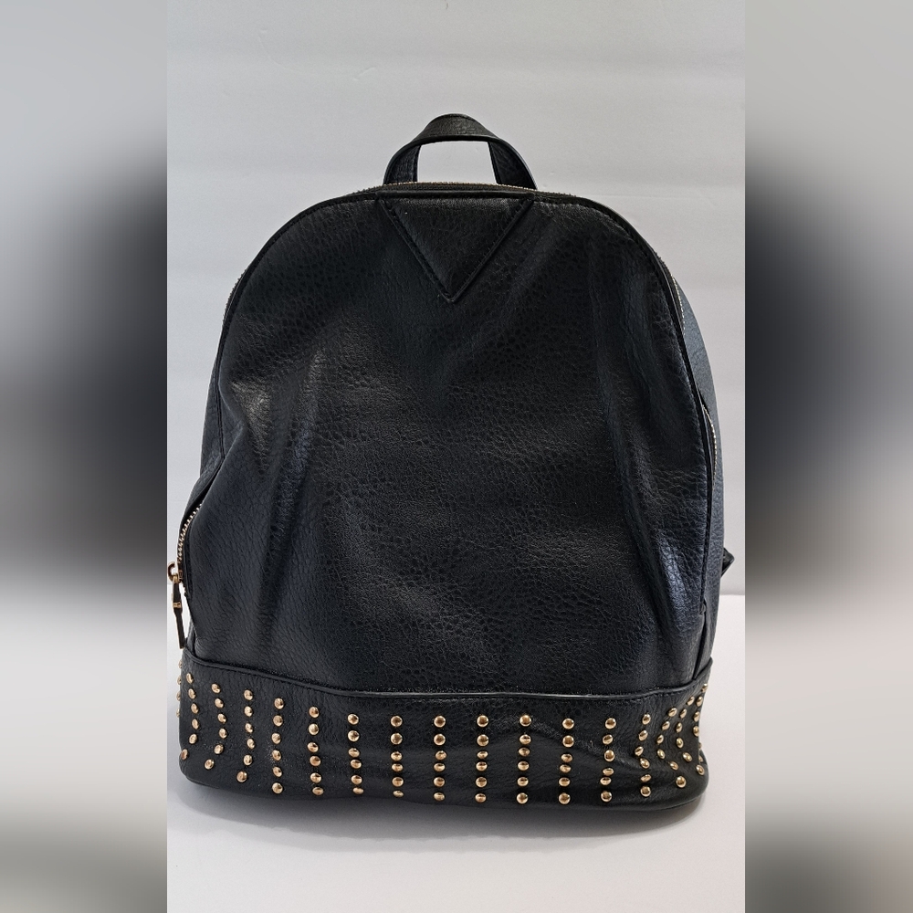 Black vegan leather backpack
